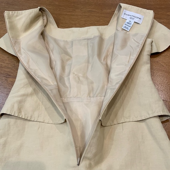 Evan Picone vintage 80s 1 piece suit dress in khaki with gold buttons - Picture 6 of 9